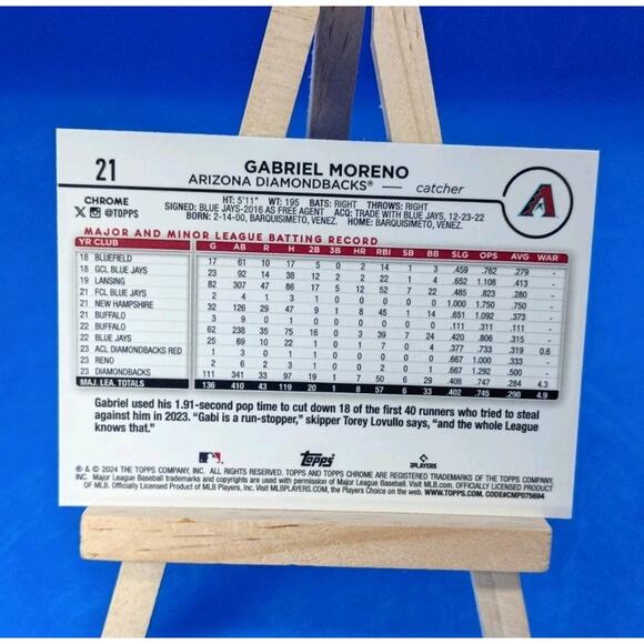2024 Topps Chrome - Gabriel Moreno #21 RayWave Refractor - Picture 6 of 6